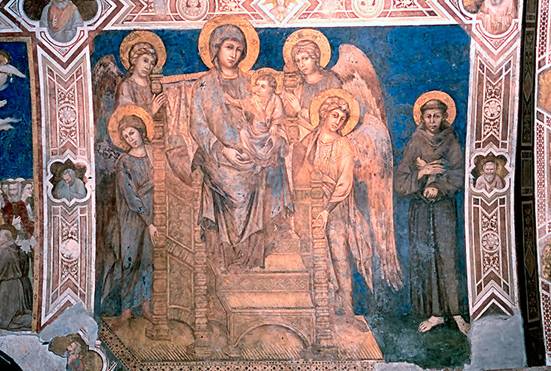 Vergine in Maesta con Bambino Quattro Angeli e San Francesco ca. 1284 by Cimabue 1250-1302 Assisi